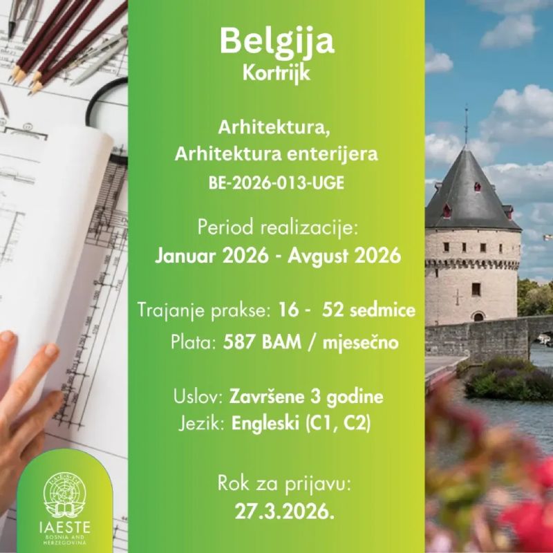 Nova IAESTE praksa u Belgiji