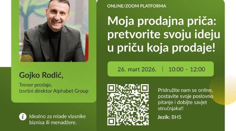 Poziv na webinar za mlade u biznisu: Moja prodajna priča
