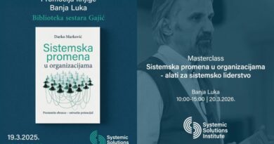 Promocija knjige i Masterclass "Sistemska promena u organizacijama - Alati za sistemsko liderstvo"