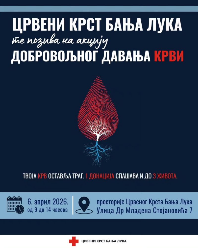 Crveni krst Banja Luka: Akcija dobrovoljnog davanja krvi