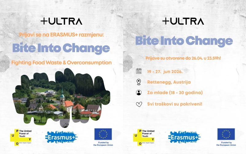Poziv za Erasmus+ razmjenu: Bite Into Change
