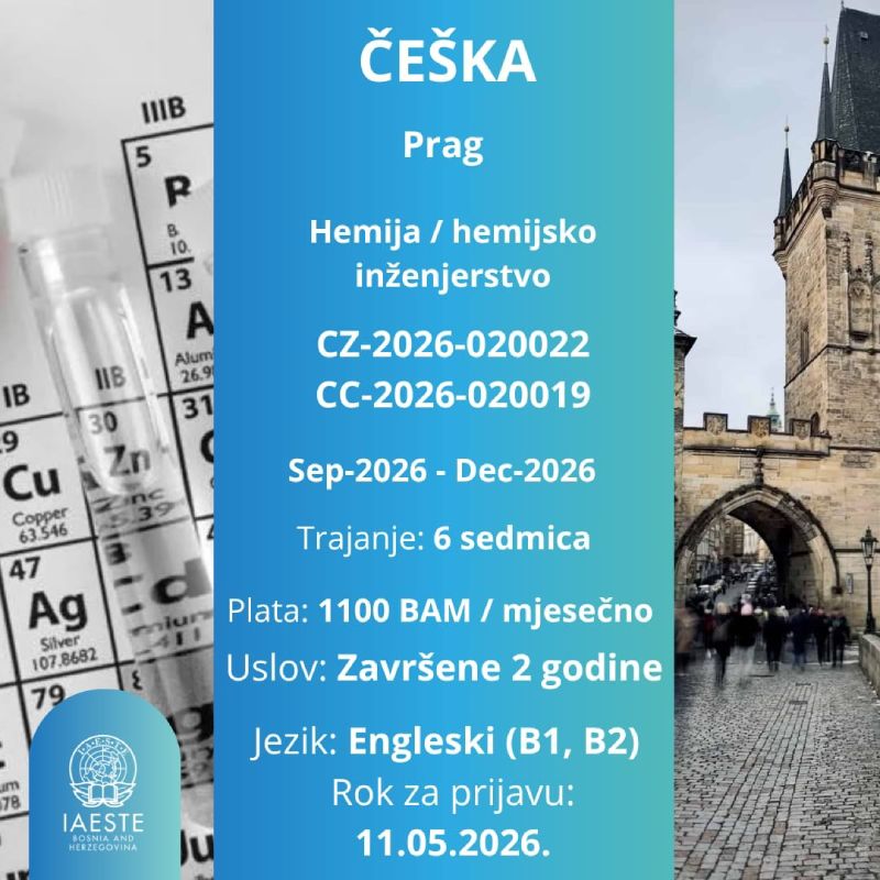 Dvije nove IAESTE prakse u Českoj