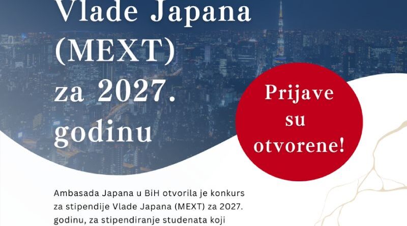 Konkurs za MEXT stipendije za 2027. godinu