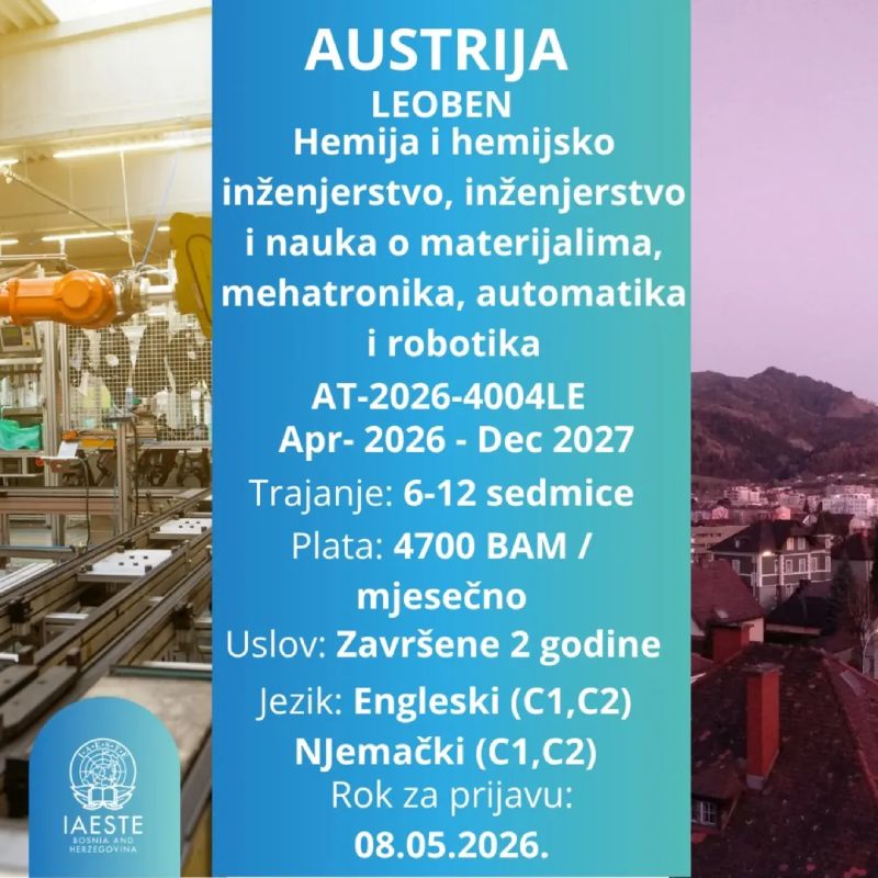 Nova IAESTE praksa u Austriji