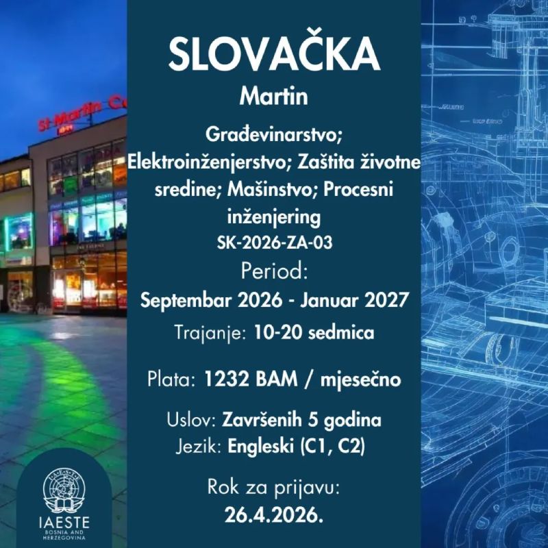 Nova IAESTE praksa u Slovačkoj