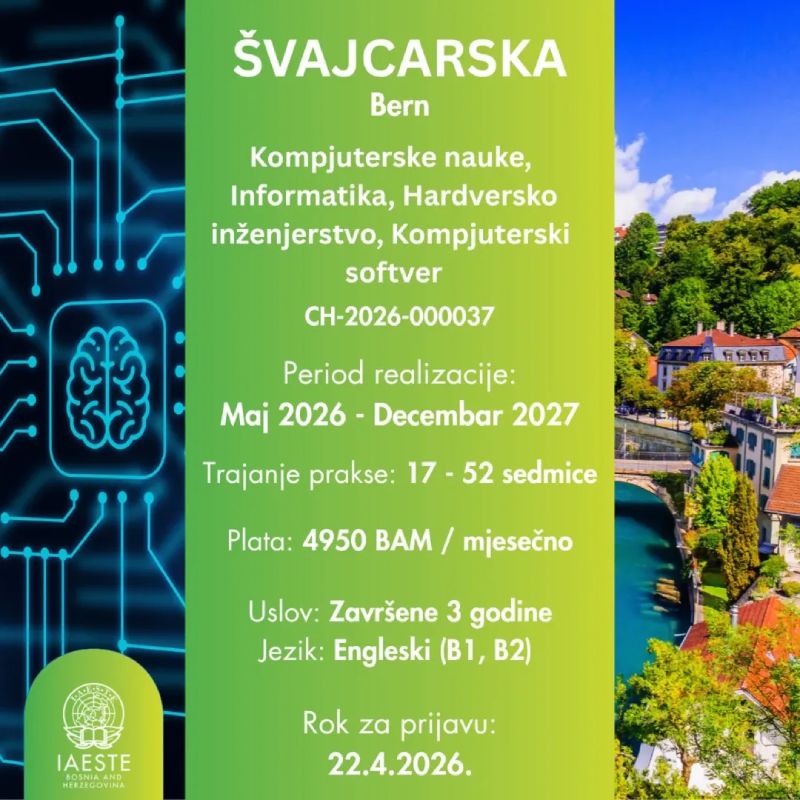 Nova IAESTE praksa u Švajcarskoj