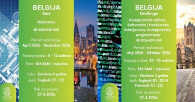 Nove IAESTE prakse u Belgiji