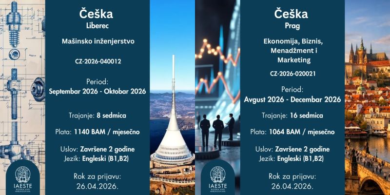Nove IAESTE prakse u Češkoj