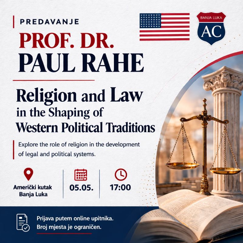 Gostujuće predavanje prof.dr. Paul Rahe: Shaping Western Political Traditions