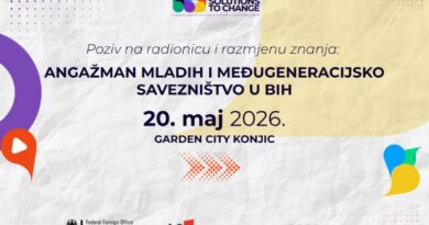 Poziv na radionicu i razmjenu znanja: Angažman mladih i međugeneracijsko savezništvo u BiH