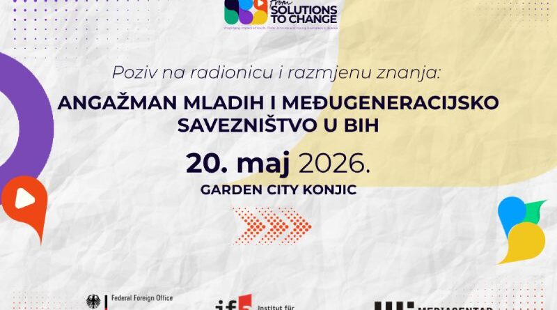 Poziv na radionicu i razmjenu znanja: Angažman mladih i međugeneracijsko savezništvo u BiH
