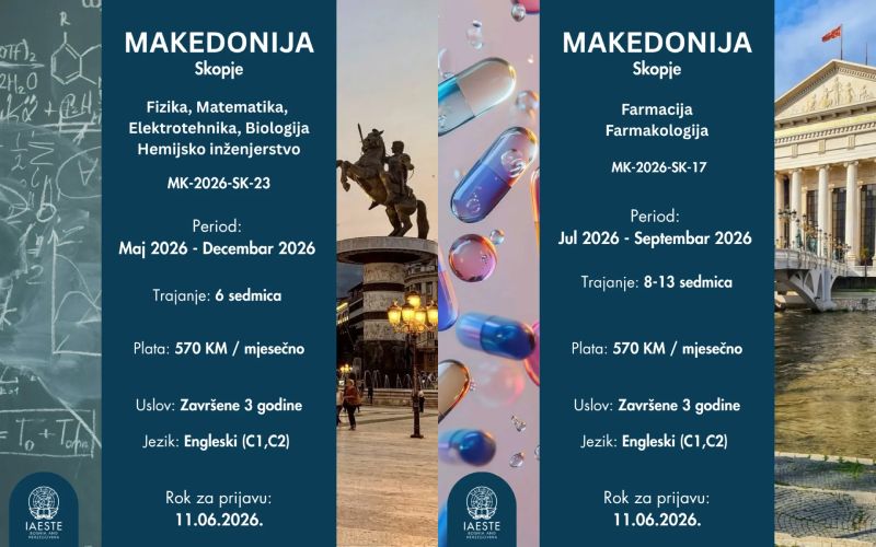 IAESTE prilika: 4 vrhunske prakse u Makedoniji