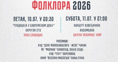 Festival srpskog folklora 10. i 11. jula na tvrđavi Kastel