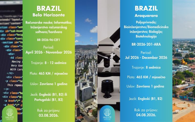IAESTE prakse: Šest novih praksi u Brazilu
