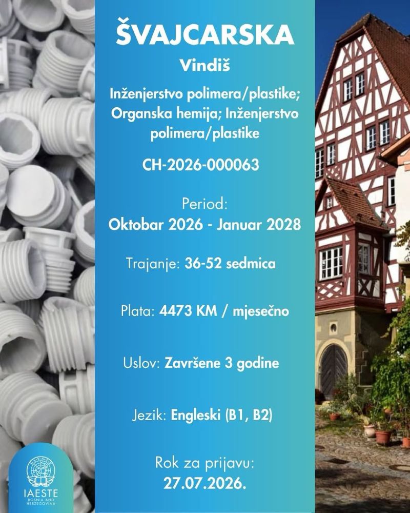 IAESTE prilika: Praksa u Švajcarskoj