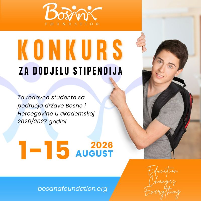 Konkurs za stipendije Bosana Fondacije za 2026/27. godinu