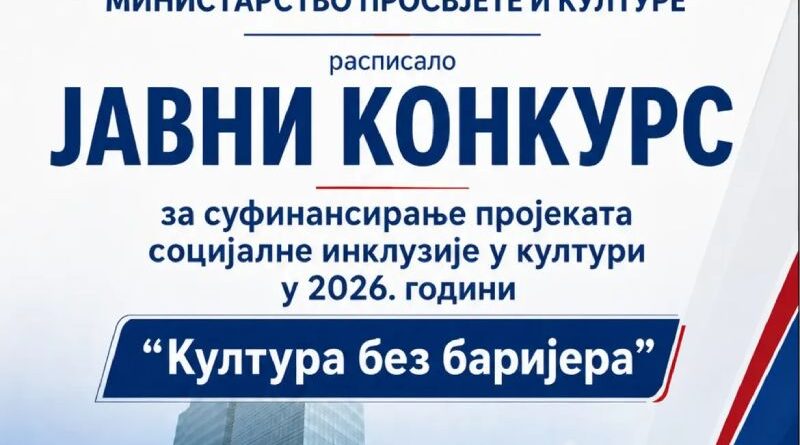 Ministarstvo prosvjete i kulture raspisalo Javni konkurs „Kultura bez barijera“