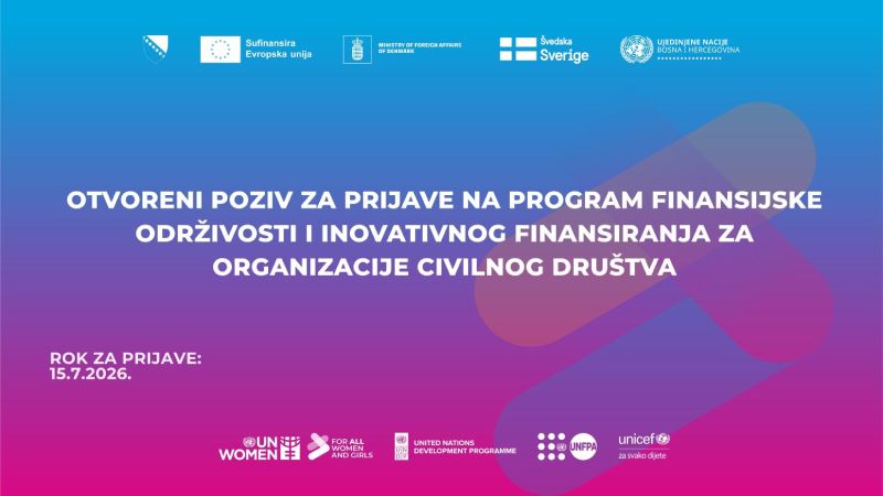Otvoreni poziv za prijave: Program finansijske održivosti i inovativnog finansiranja za organizacije civilnog društva