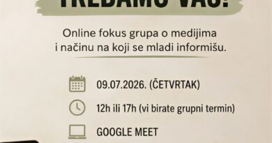 Poziv mladima iz Banje Luke za učešće u istraživanju o medijskim navikama mladih