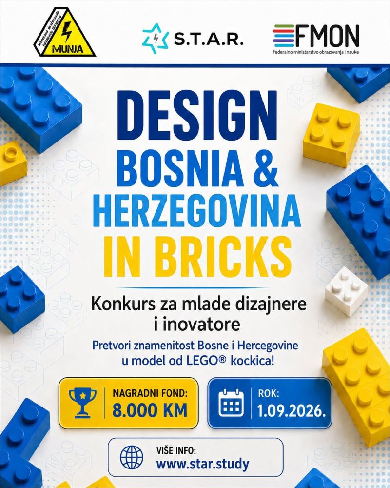 Poziv za mlade dizajnere i inovatore: Pretvori znamenitost BiH u model od LEGO® kockica!