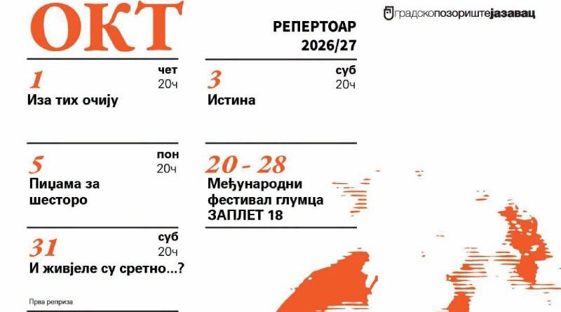 Bogat program u Gradskom pozorištu Jazavac u oktobru