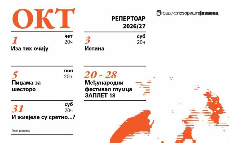 Bogat program u Gradskom pozorištu Jazavac u oktobru