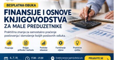 Gradska razvojna agencija Banja Luka poziva male preduzetnike da se prijave za besplatnu obuku „Finansije i osnove knjigovodstva za male preduzetnike“