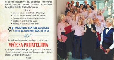 Veče s prijateljima – koncert povodom 25 godina rada Mješovitog pjevačkog zbora „Davorin Jenko“ u srijedu u Domu omladine