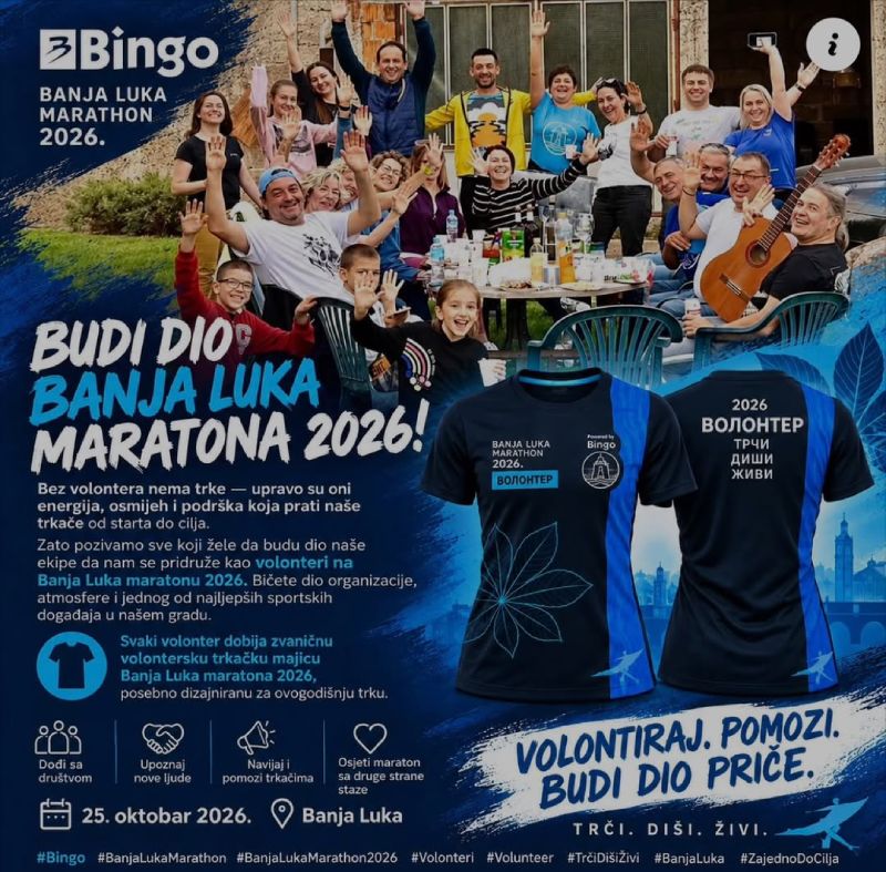 Poziv za volontere: BUDI DIO BANJA LUKA MARATONA 2026