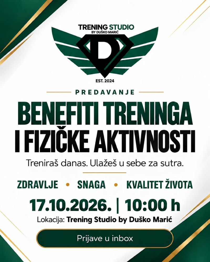 Predavanje: „Benefiti treninga i fizičke aktivnosti“