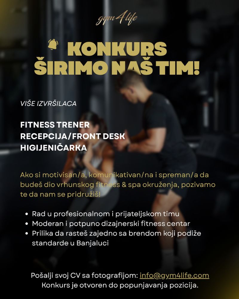 Gym4Life zapošljava